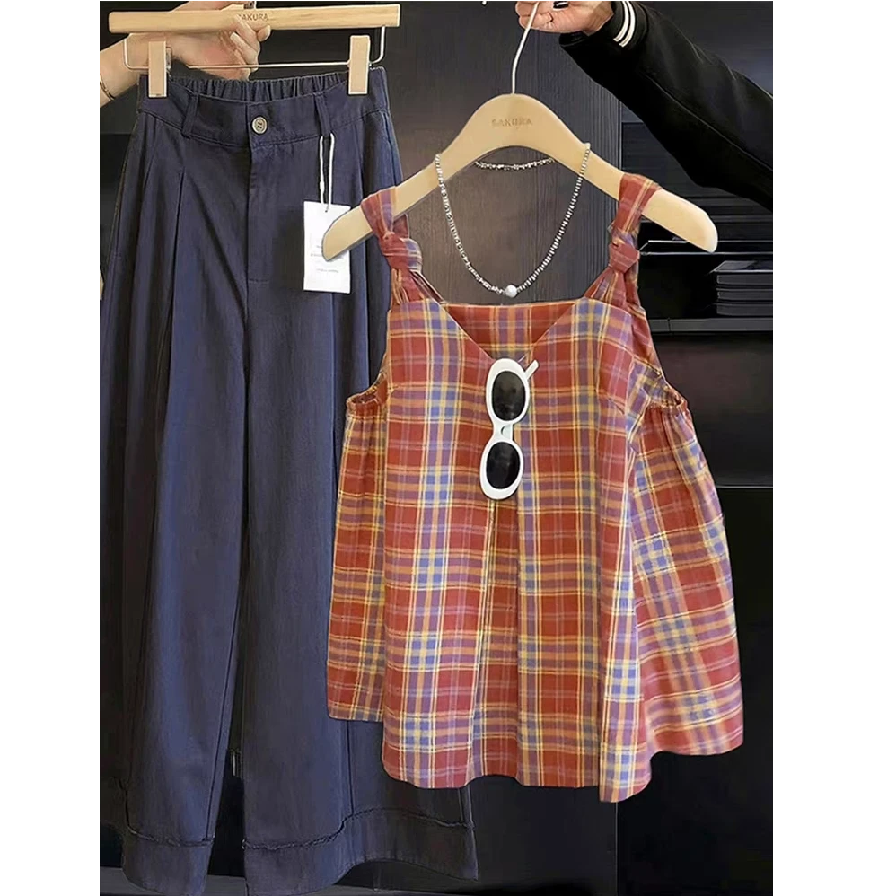 设计感扭结格子吊带背心女秋季2025新款外穿泰式独特绝美无袖上衣