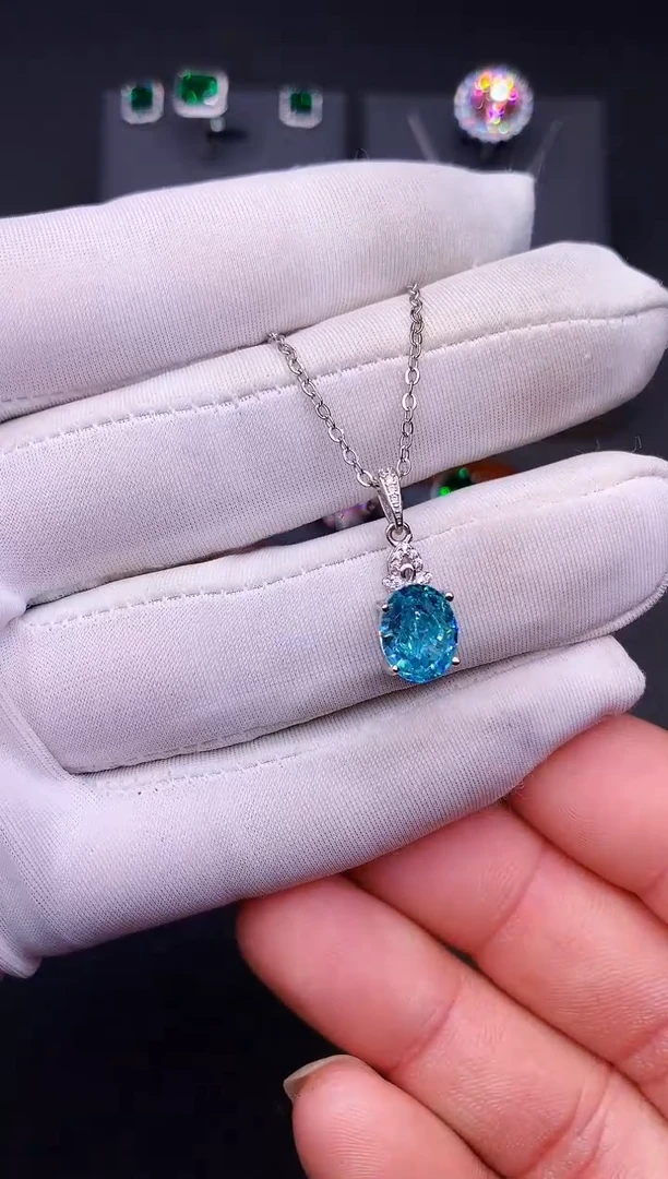 吊坠(赠链)银S925镶嵌帕拉依巴碧玺········