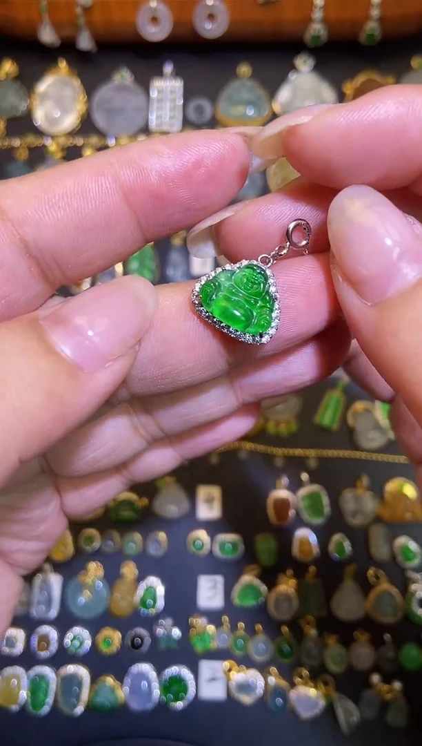 翡翠银S925镶嵌吊坠(不含链)1