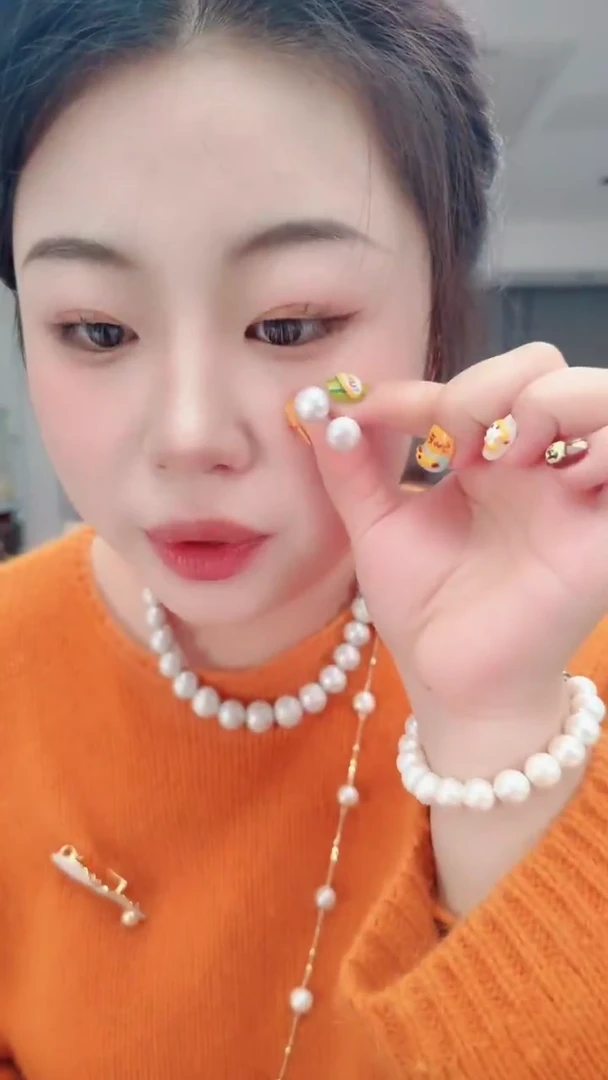 颈饰合金淡水珍珠1413灰耳钉