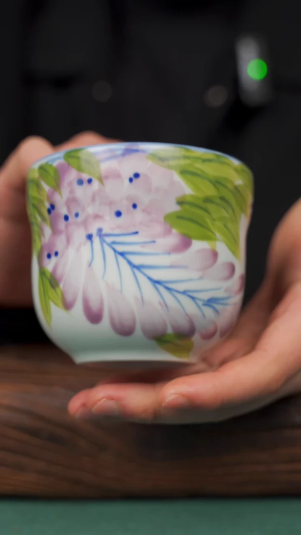 【闪购商品】瓷片55寻一缕瓷香杯釉下手工手绘瓷器