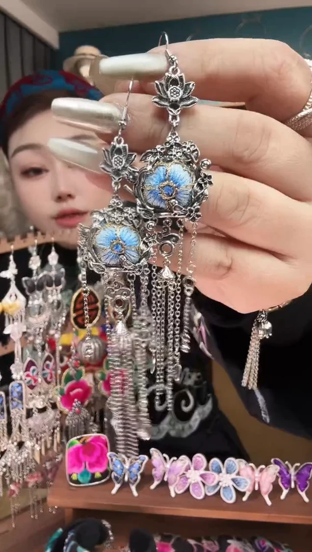 刺绣纯手工民族风刺绣耳环