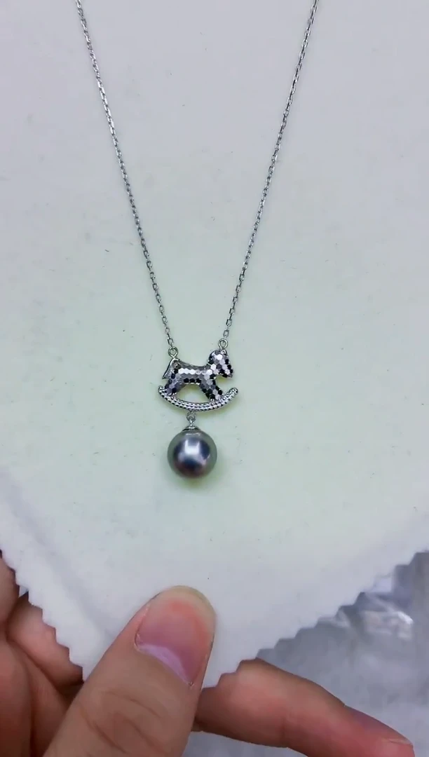 银S925镶嵌DA海水珍珠吊坠10-11 y782