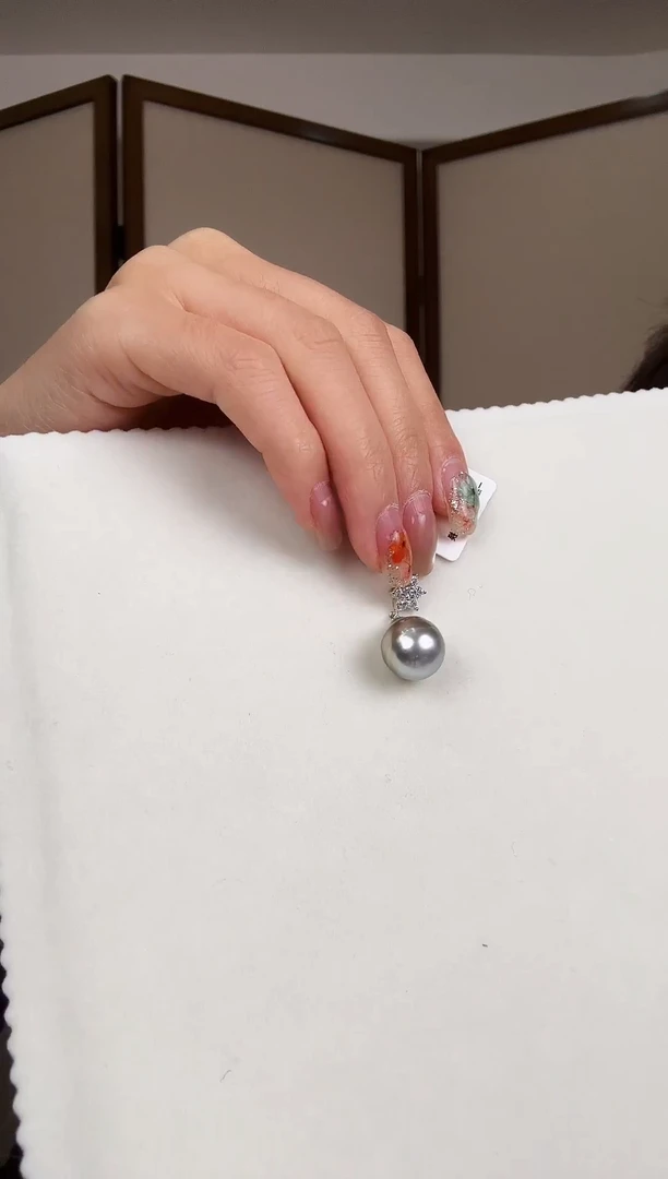 银S925镶嵌吊坠(赠链)海水珍珠银款海水大溪地珍珠吊坠