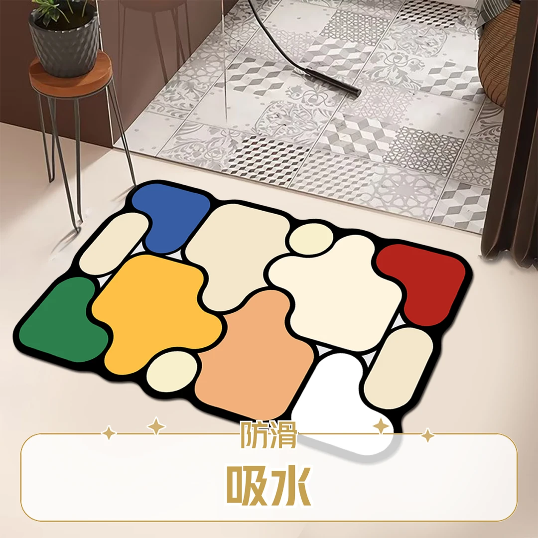 吸水速干防滑脚垫硅藻泥地垫浴室轻奢风地垫家用防滑耐脏入户门垫