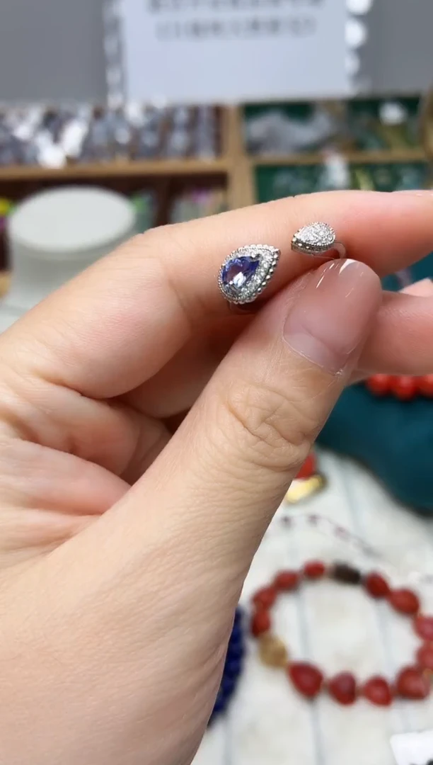 银S925镶嵌戒指坦桑石218BJ1212产品一个（多样性）