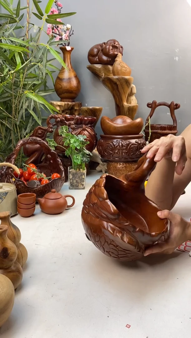 香樟木A38天鹅果盆/尺寸