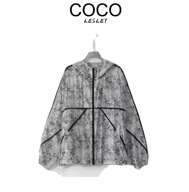【COCO LESLEY】Y189轻奢水墨烟云色印花防紫外线UF50+防晒衣女