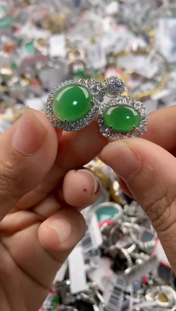 银S925镶嵌戒指翡翠111              3