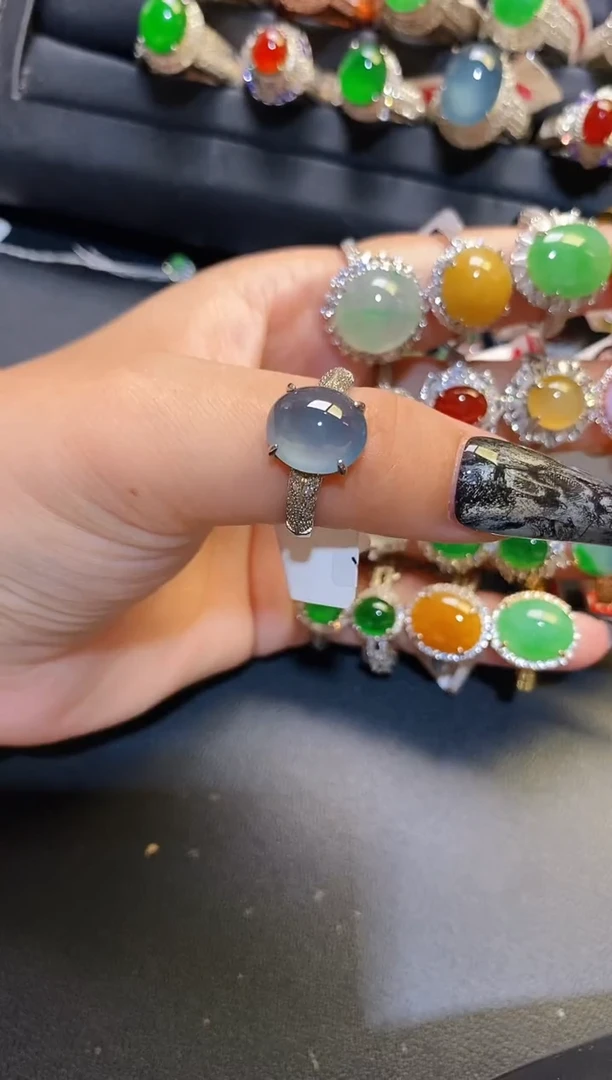 银S925镶嵌翡翠耳饰天然