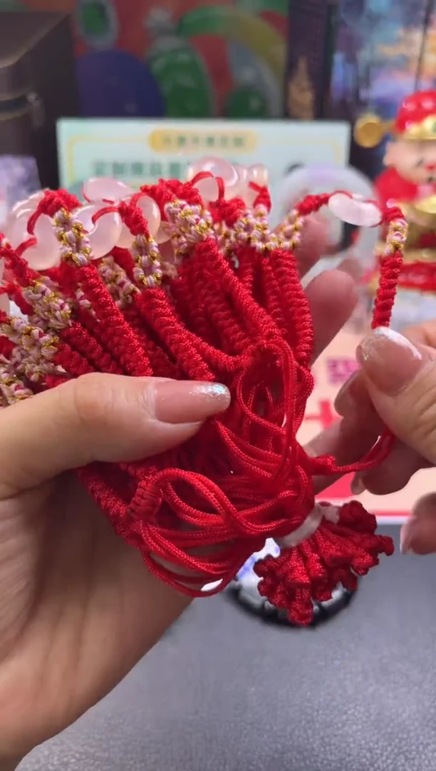 玛瑙/玉髓手绳未镶嵌玛瑙红绳平安扣折优发其一