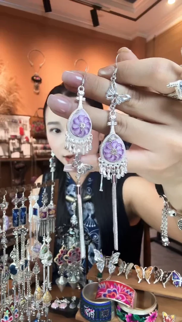 刺绣纯手工民族风耳环