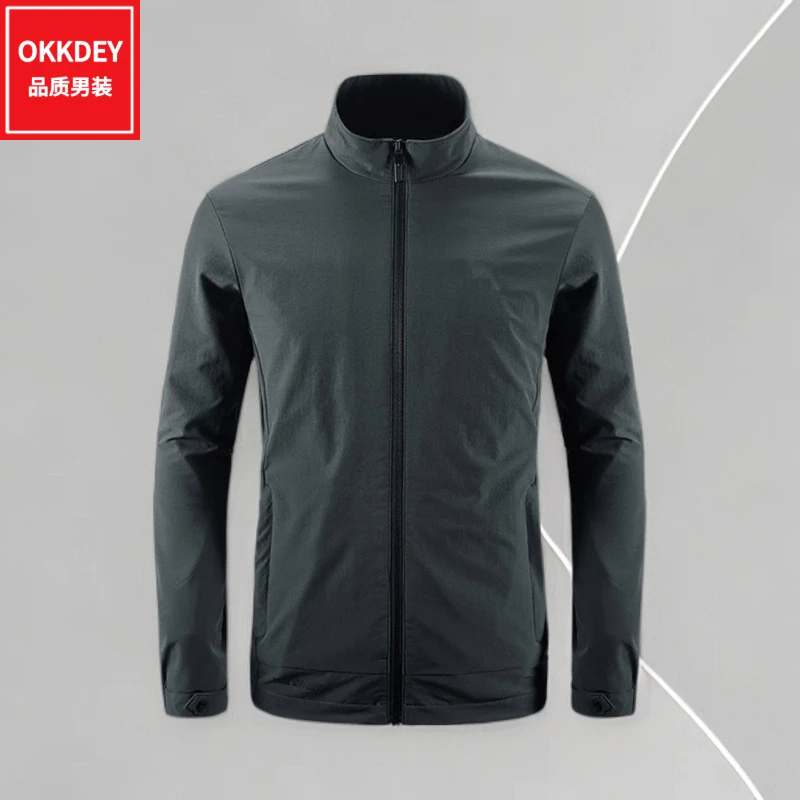 秋冬新款男士休闲软壳外套百搭立领冲锋衣运动夹克衣服高级感男装
