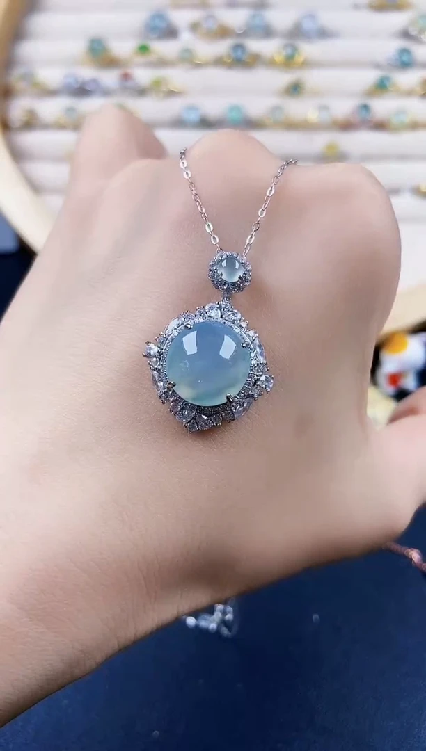 翡翠银S925镶嵌颈饰1238498