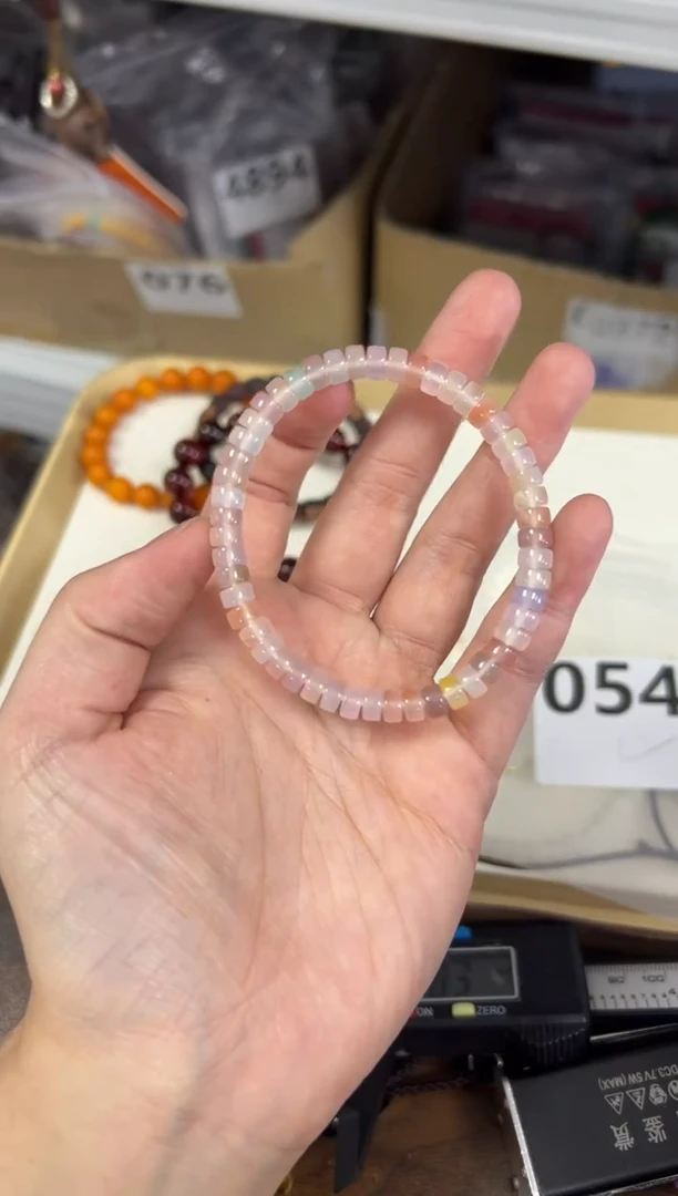未镶嵌手链玛瑙/玉髓马卡龙玛瑙精工片珠手链[0543]