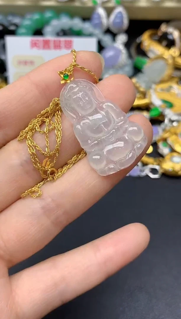 颈饰18K金镶嵌翡翠167-翡翠雪姐天天见