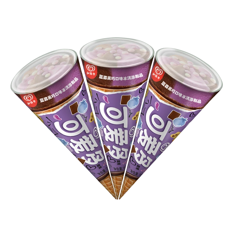 可爱多甜筒蓝莓黑巧口味冰淇淋213g（71g*3支）雪糕同城配