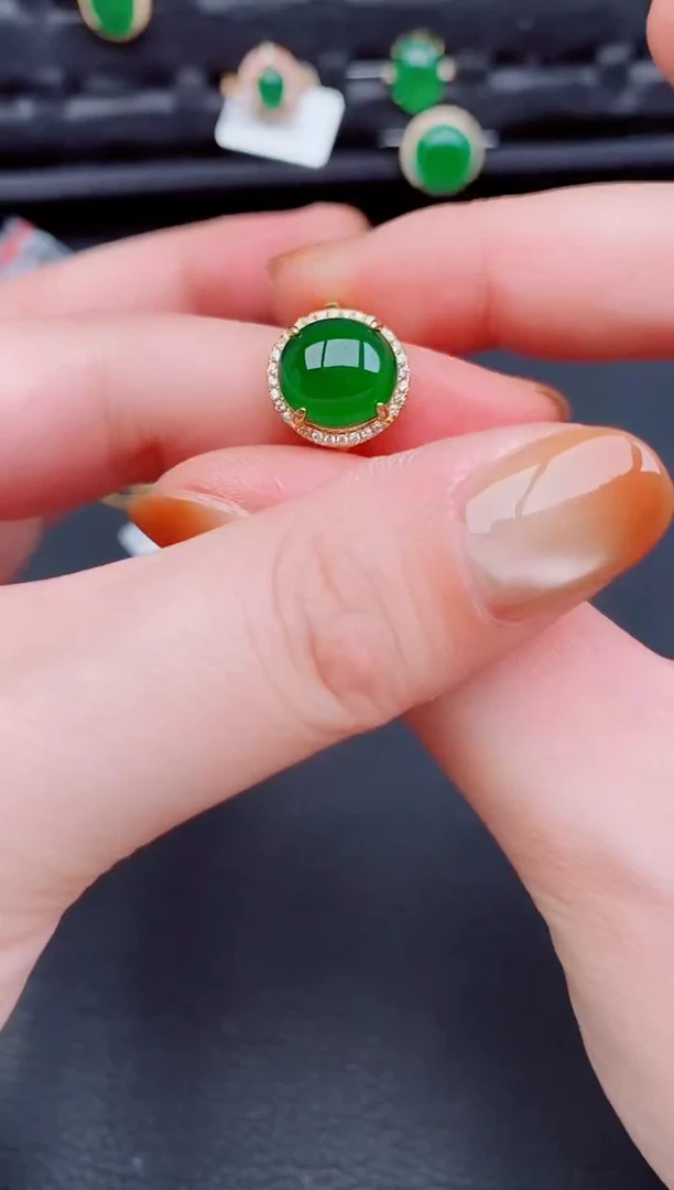 【闪购商品】翡翠戒指银S925镶嵌天然a货翡翠334