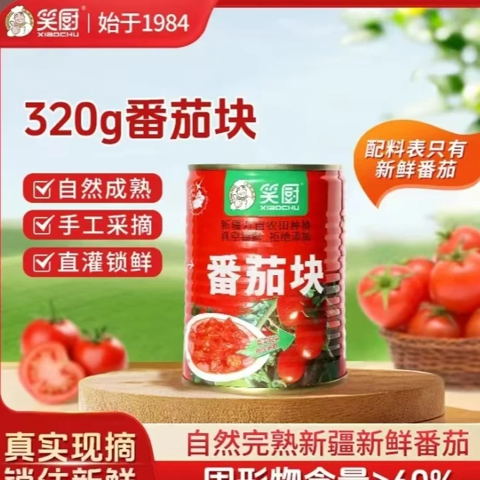 新疆笑厨番茄酱320g去皮西红柿罐头