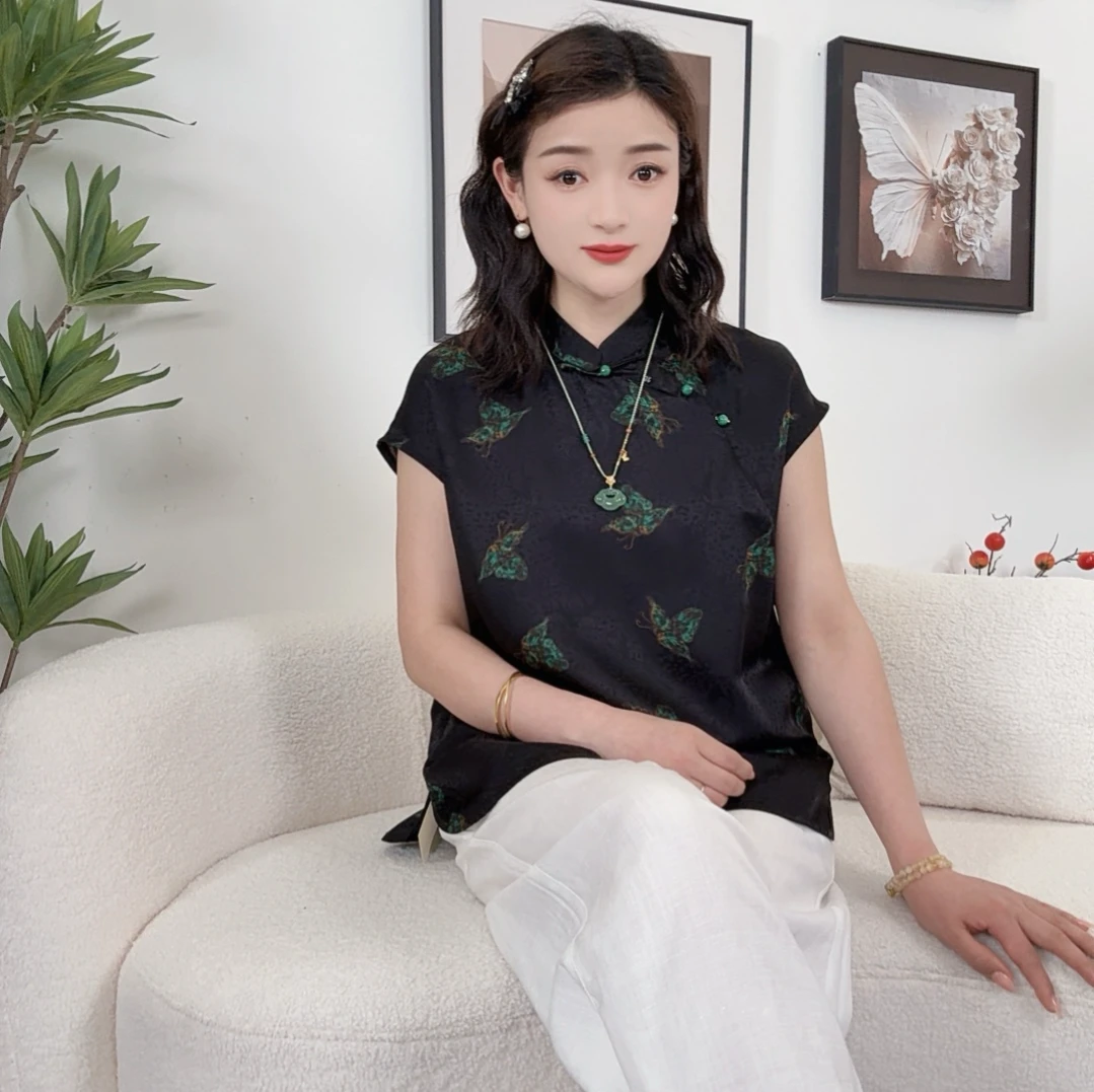 25977 丽丽--【绿碟】100人丝高定新中式国风上衣