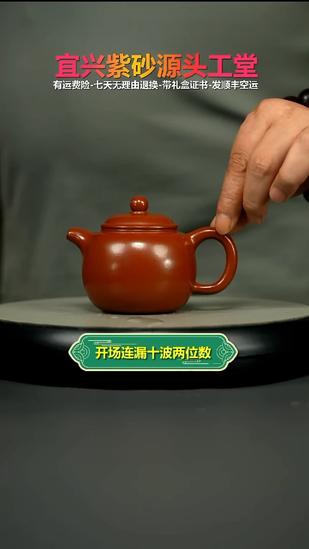 茶壶紫砂朱泥大红袍匏尊200CC