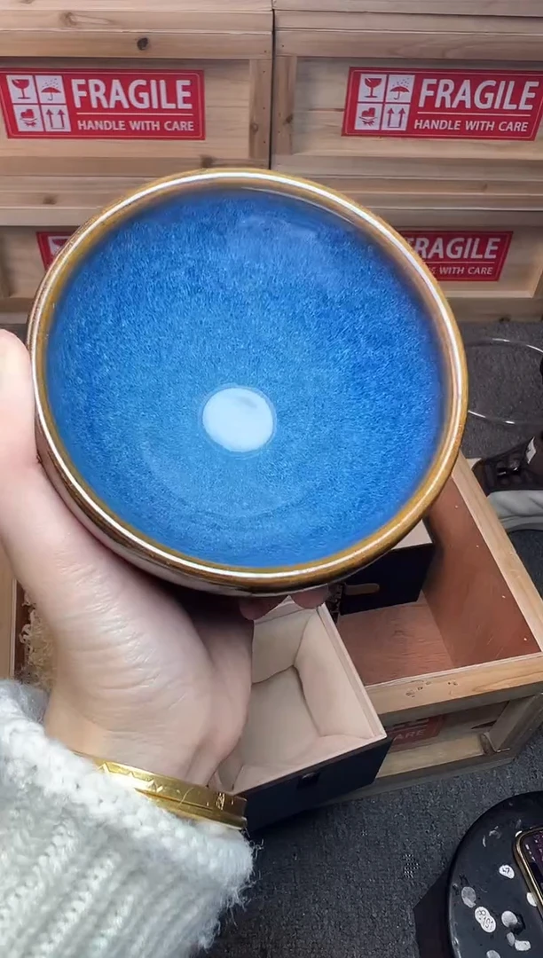 茶盏回蓝钵 建窑建盏主人杯