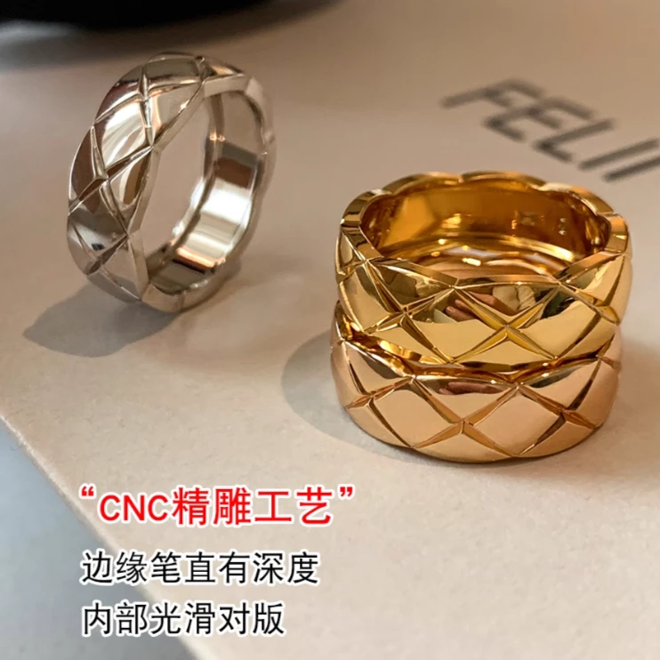 钛钢戒指 高级感个性夸张欧美ins风弧度BV戒指coco时髦百搭指环