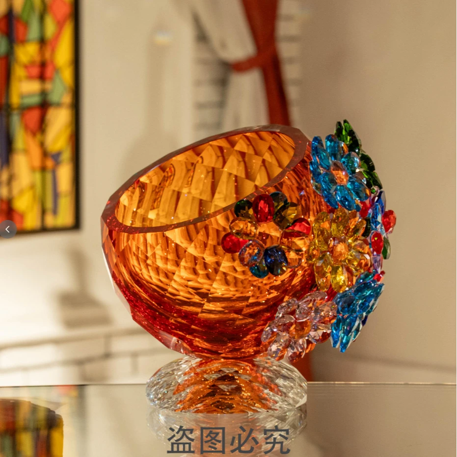 【春日花园-橙】高颜值家用轻奢精品艺术高档水晶琉璃摆件LF0281