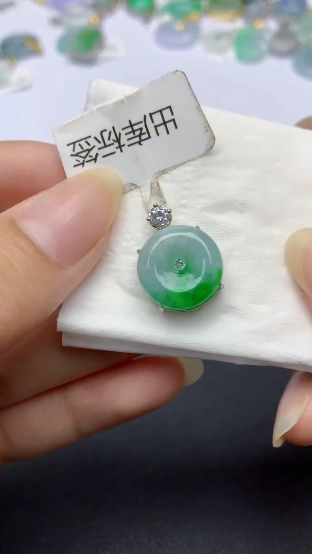 颈饰银S925镶嵌翡翠天然缅甸a货翡翠百元以上9元证书费自理