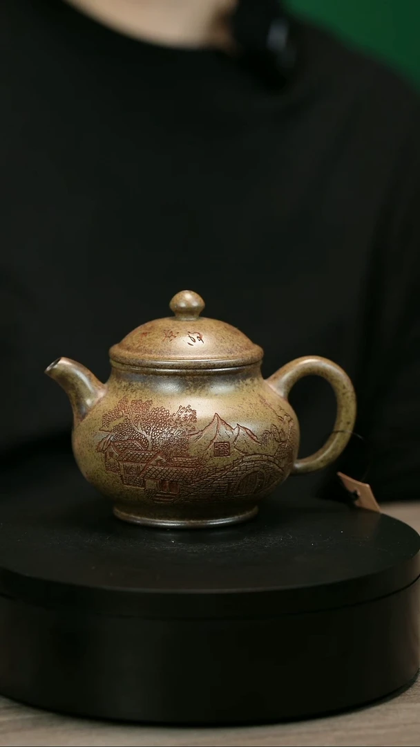 茶壶紫砂君*宝H2213李琴刻绘江南潘壶