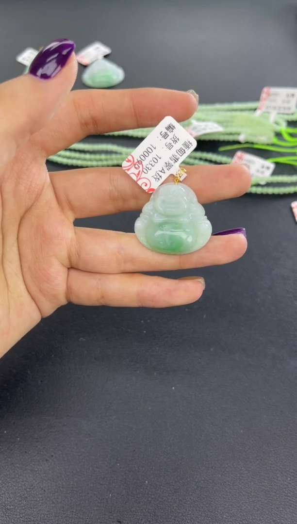 颈饰18K金镶嵌翡翠天然A货缅甸翡翠