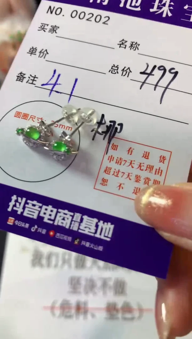 银S925镶嵌翡翠耳饰翡翠