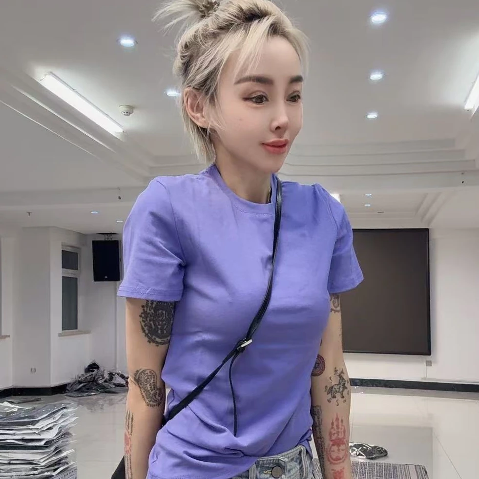 潮流款1527款爆款紫短袖