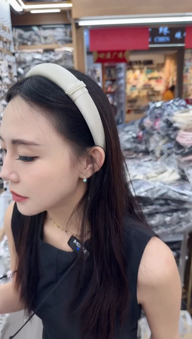 布艺非金属赵露思同款珍珠发箍白色