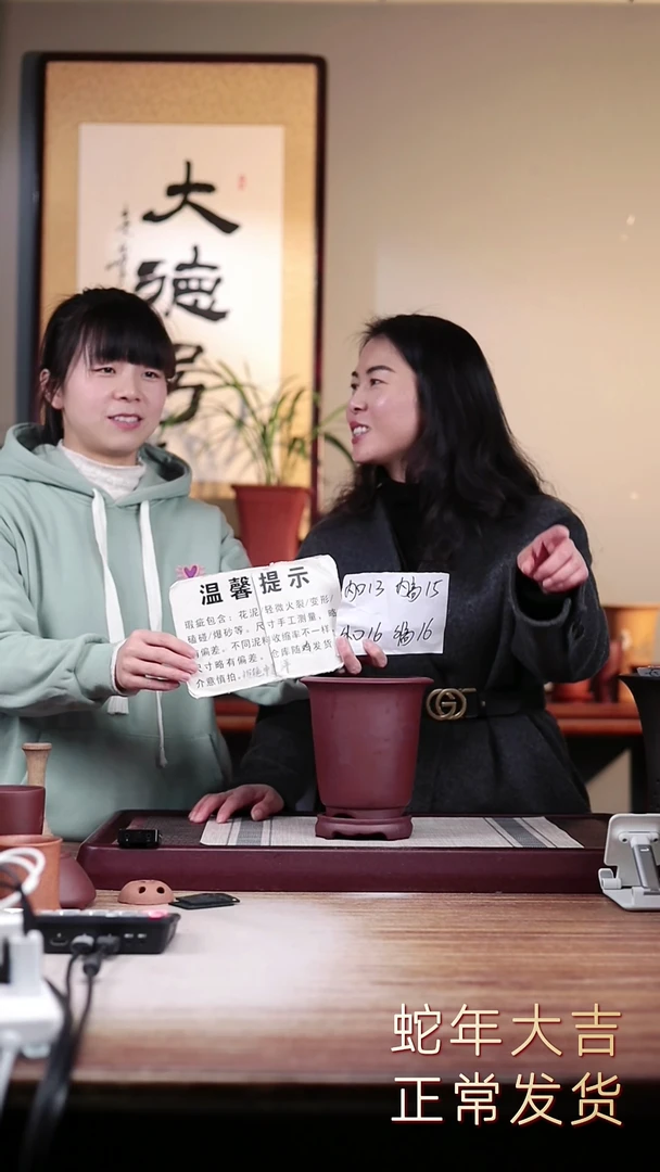 【闪购商品】紫砂花盆瑕疵龙血砂新款小金钟一只带瑕疵托盘