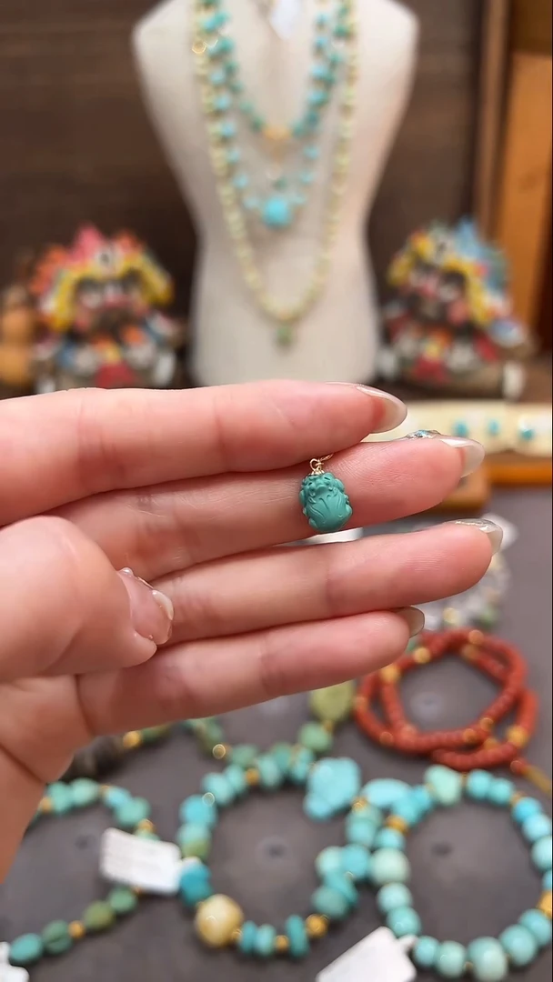 绿松石18K金镶嵌提溜绿松石提溜