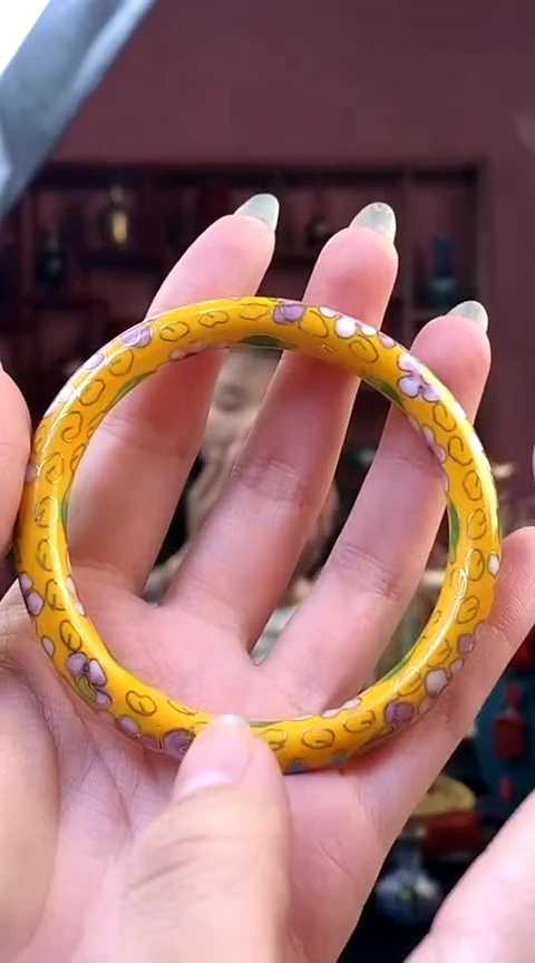 非遗 景泰蓝手镯  圈口60 黄色