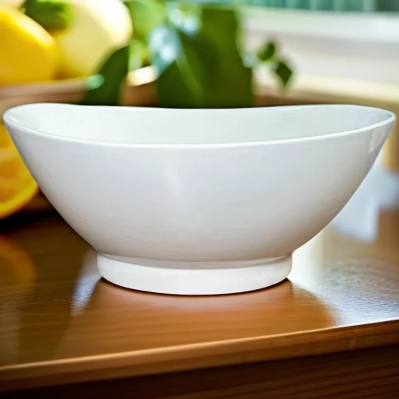【FI家】25.5*20.5*10CM 大号元宝沙拉碗 汤碗 纯白简约 微瑕不售后