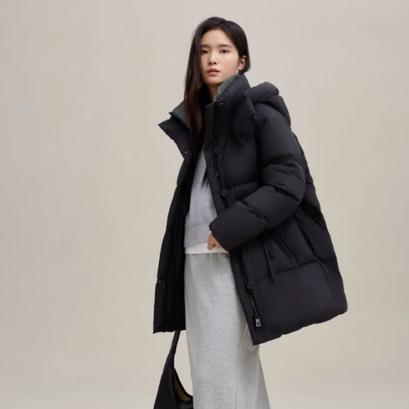 一手长双层立领连帽合体版型羽绒服24Y133