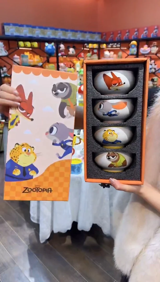 瓷片@@疯狂动物城4.5寸四碗礼盒装