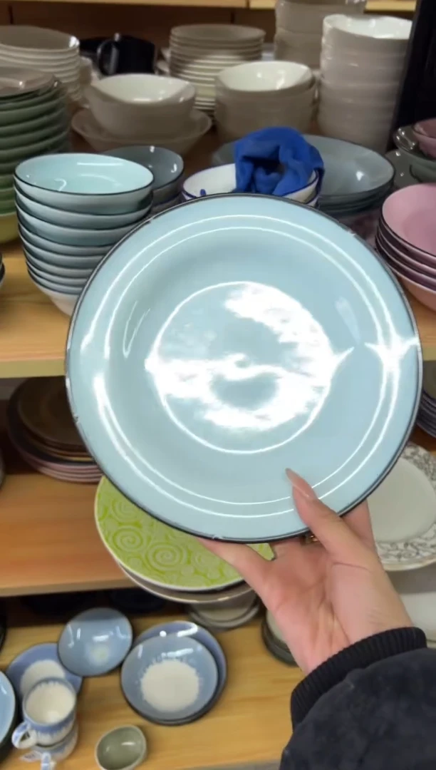 新骨瓷070 瑕疵 蓝 tt 9寸 平盘