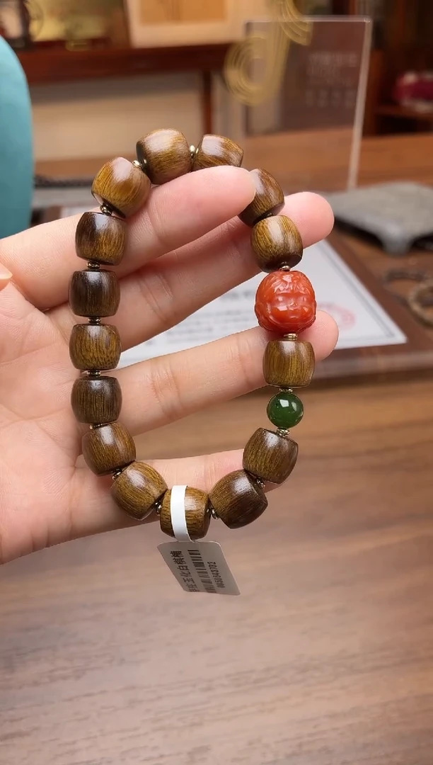 沉香手串越南芽庄玉化白奇楠10桶珠沉水＋扎基设计