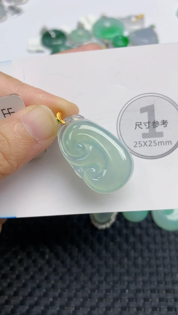 颈饰18K金镶嵌翡翠G*y天然缅甸A货翡翠百元以上9元证书费自理