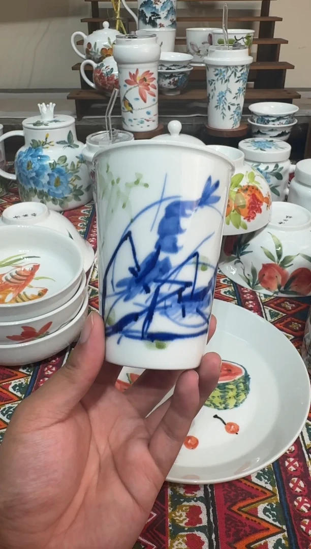 瓷景德镇高温釉下手绘陶瓷