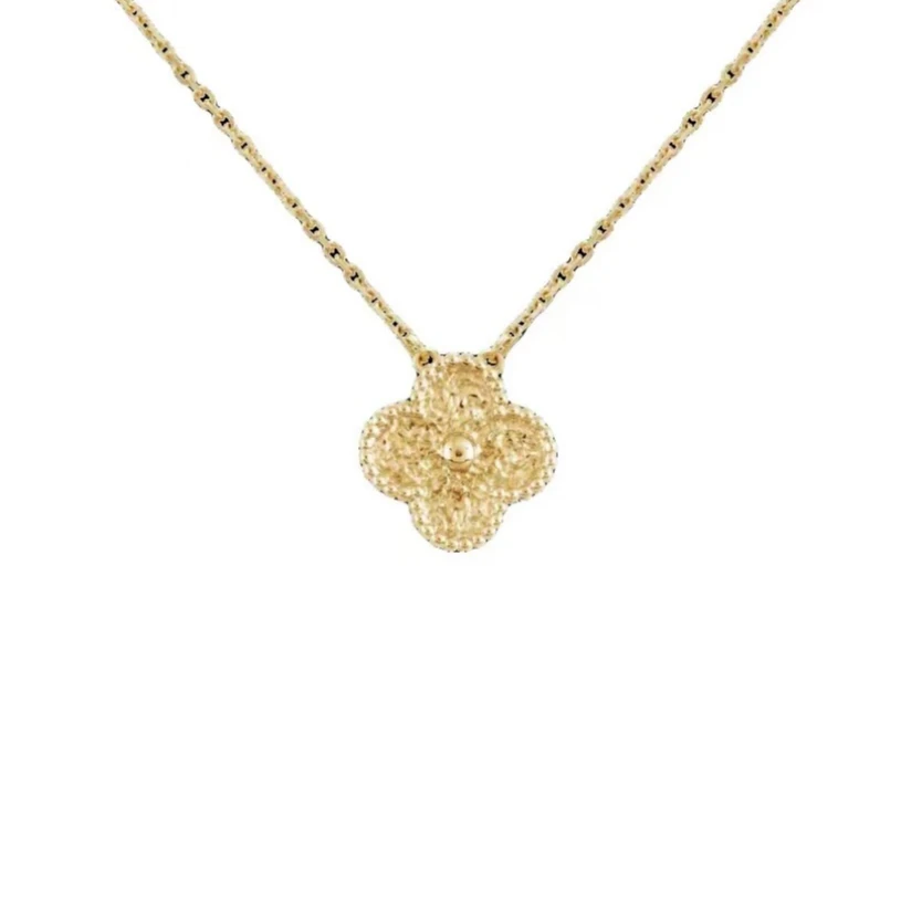 99新 梵克雅宝 VCA中花四叶草熔岩黄金项链