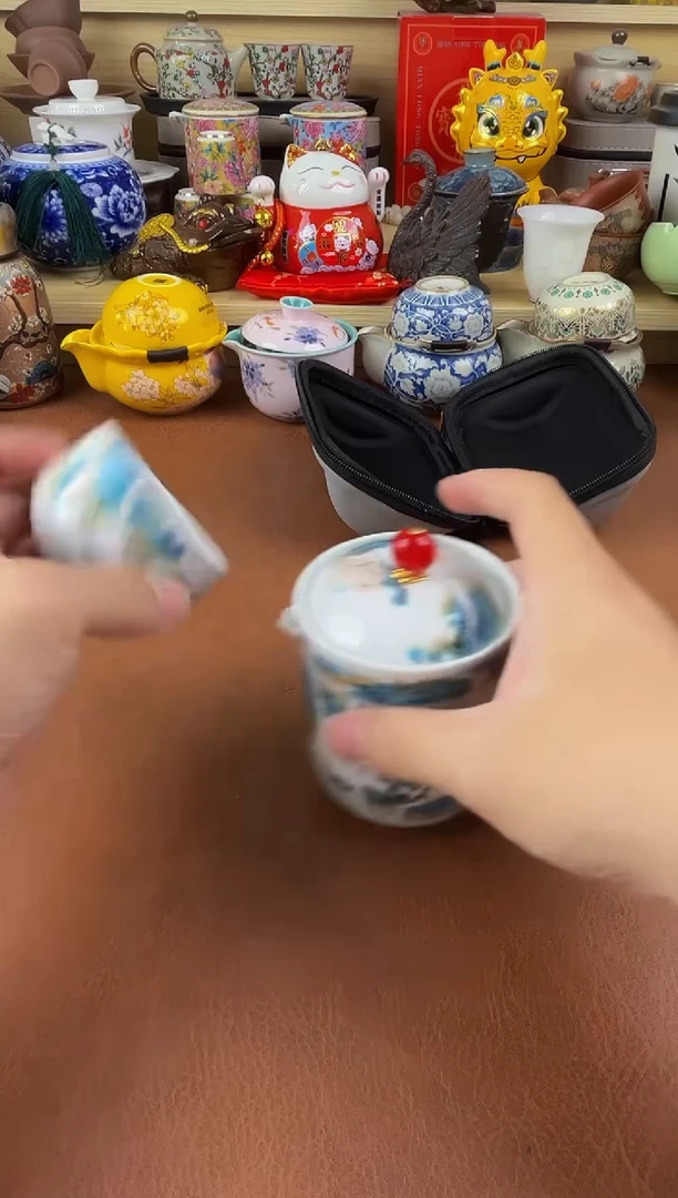 陶瓷茶具摆件旅行套组
