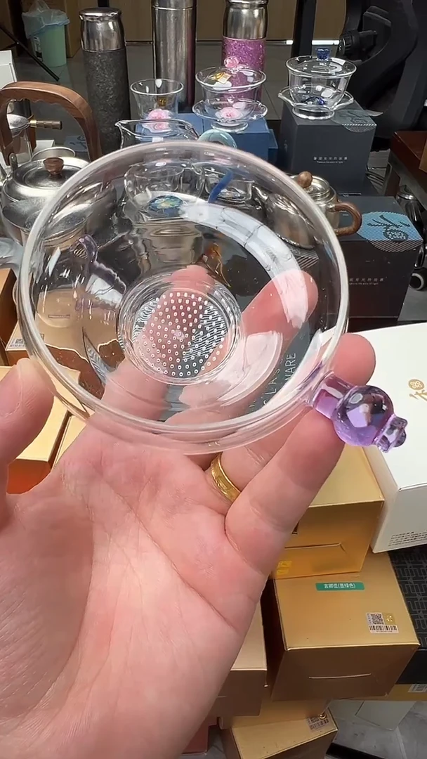 @@禾器晶彩奉珠茶漏浅紫色