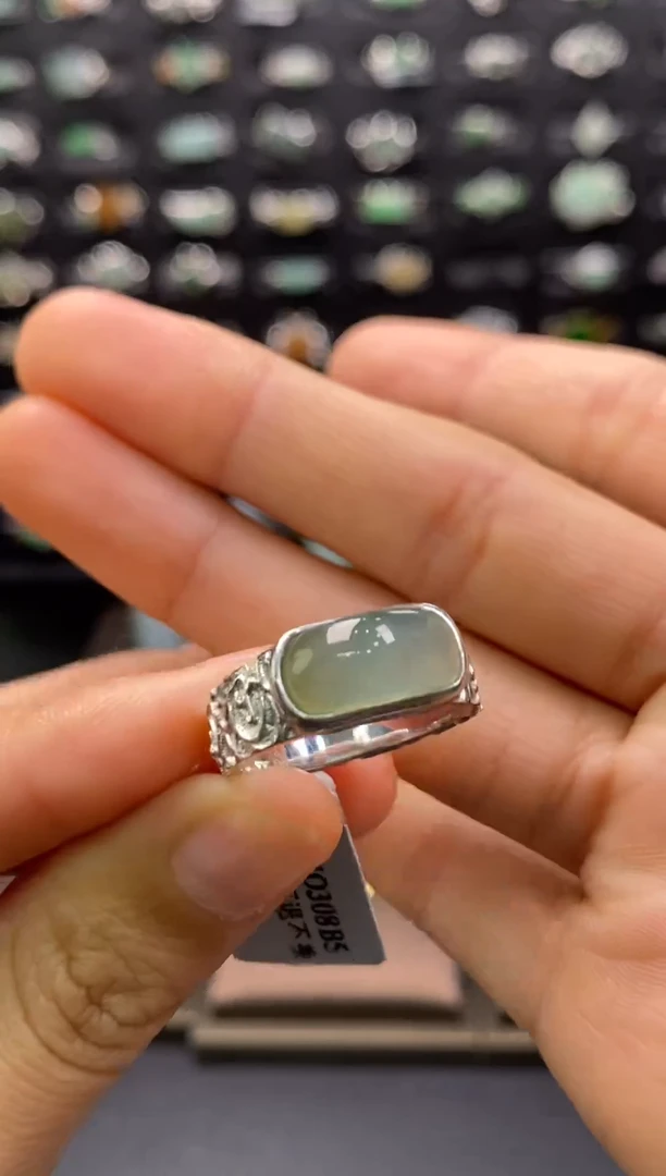 颈饰银S925镶嵌翡翠净货14719