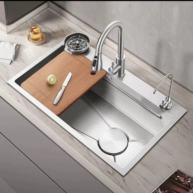 真SUS04厂家直销处理不锈钢厨房大单槽水槽多功能洗菜盆出口库存