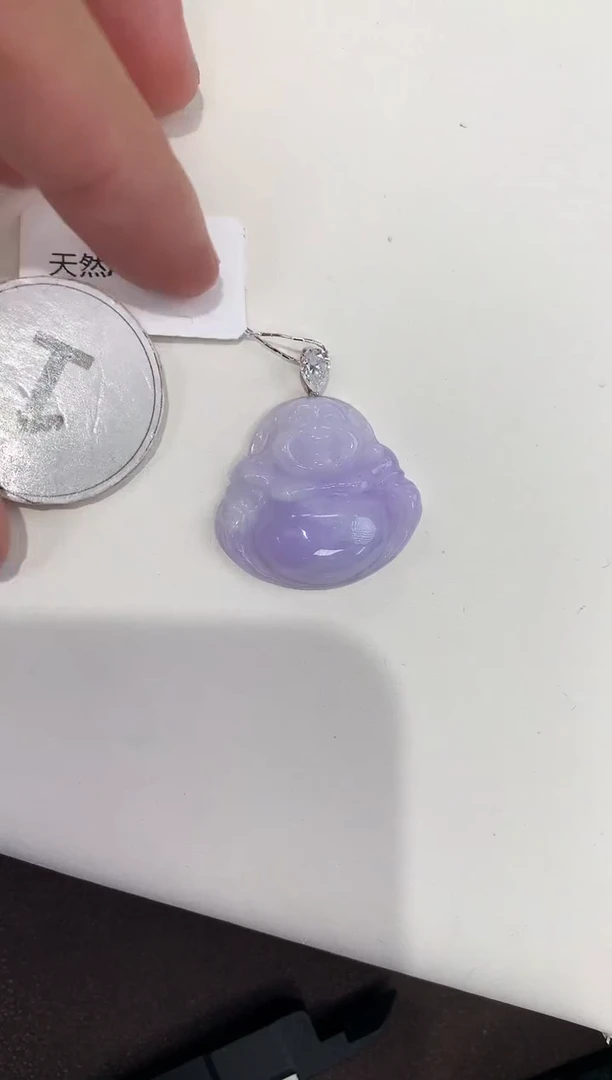 颈饰18K金镶嵌翡翠天然缅甸a货翡翠